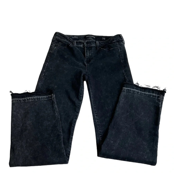 Liverpool The Straight Jeans 6/28 Black Acid Wash Raw Hem Grunge Streetwear - Picture 1 of 14
